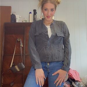 Banana Republic Charcoal Silk Blouse